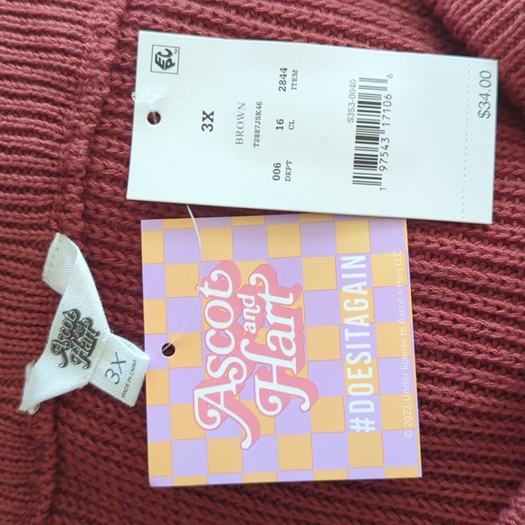 NEW Ascot and Hart Knit Midi Skirt 3X Brown FLAW DISCOLORATION - Picture 4 of 14